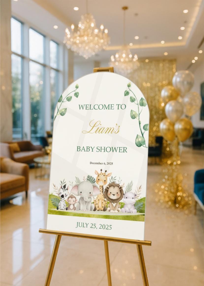Baby Shower Signs, Acrylic Welcome Signage, A Little Wild One, Personalized Party Decor