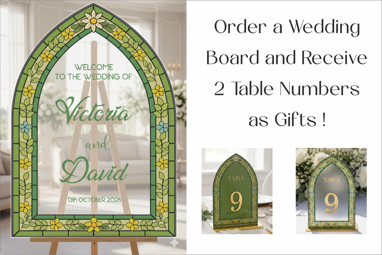 Stained Glass Wedding Welcome Sign, Custom Engagement Decorations
