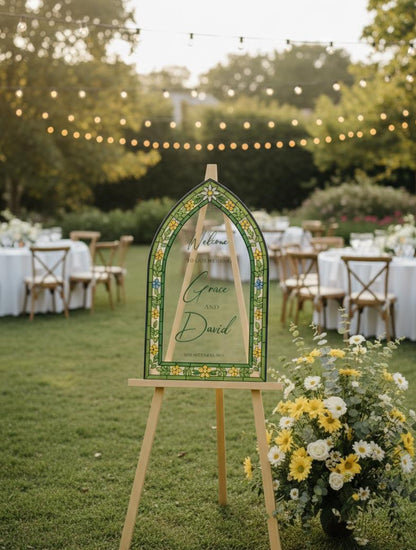 Stained Glass Welcome Sign, Acrylic Wedding Signage, Custom Engagement Decorations