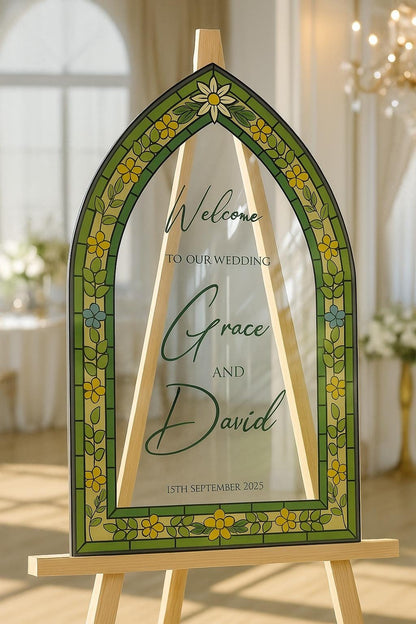 Stained Glass Wedding Welcome Sign, Custom Engagement Decorations