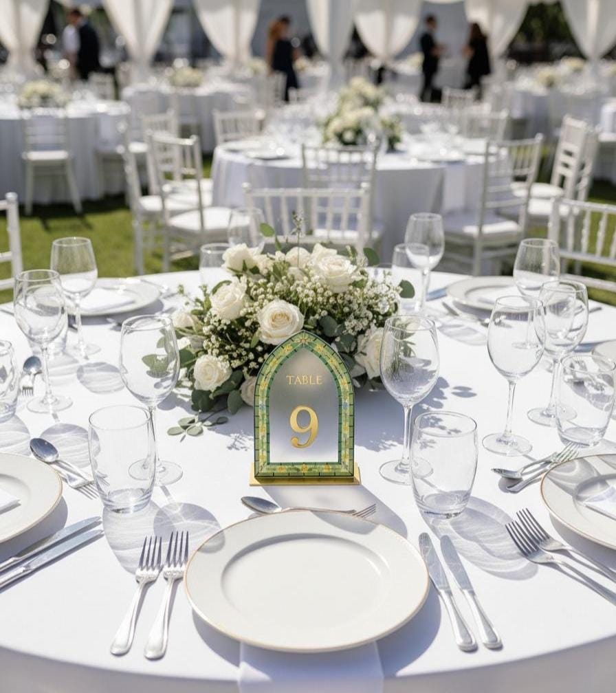 Arcylic Wedding Table Numbers, Stained Glass Style: Elegant Engagement Decor