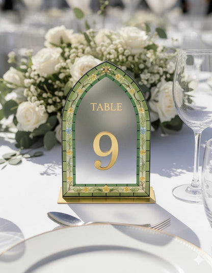 Stained Glass Wedding Table Numbers, Reception Table Decor