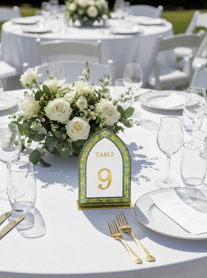 Arcylic Wedding Table Numbers, Stained Glass Style: Elegant Engagement Decor