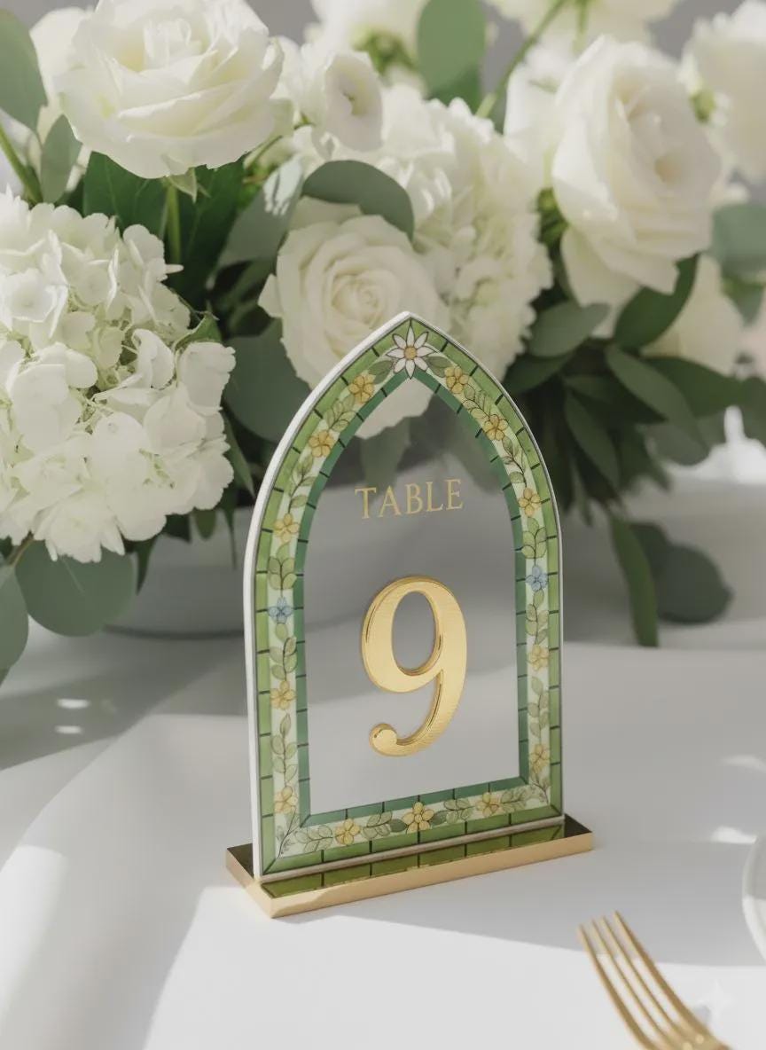 Arcylic Wedding Table Numbers, Stained Glass Style: Elegant Engagement Decor