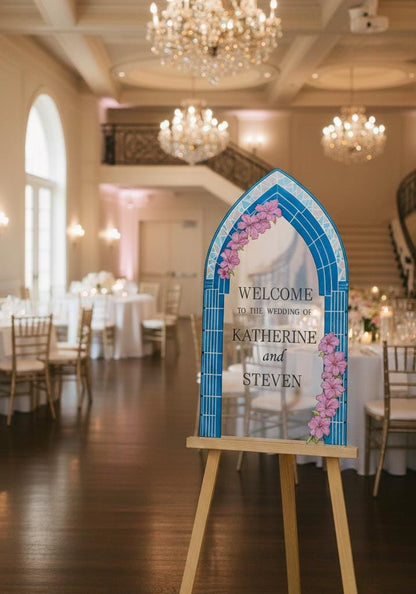 Stained Glass Wedding Sign, Acrylic Engagement Welcome Board