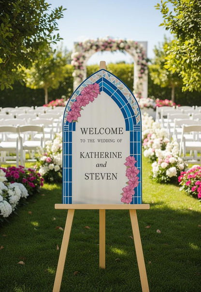 Floral Wedding Sign, Acrylic Welcome Board, Custom Signage