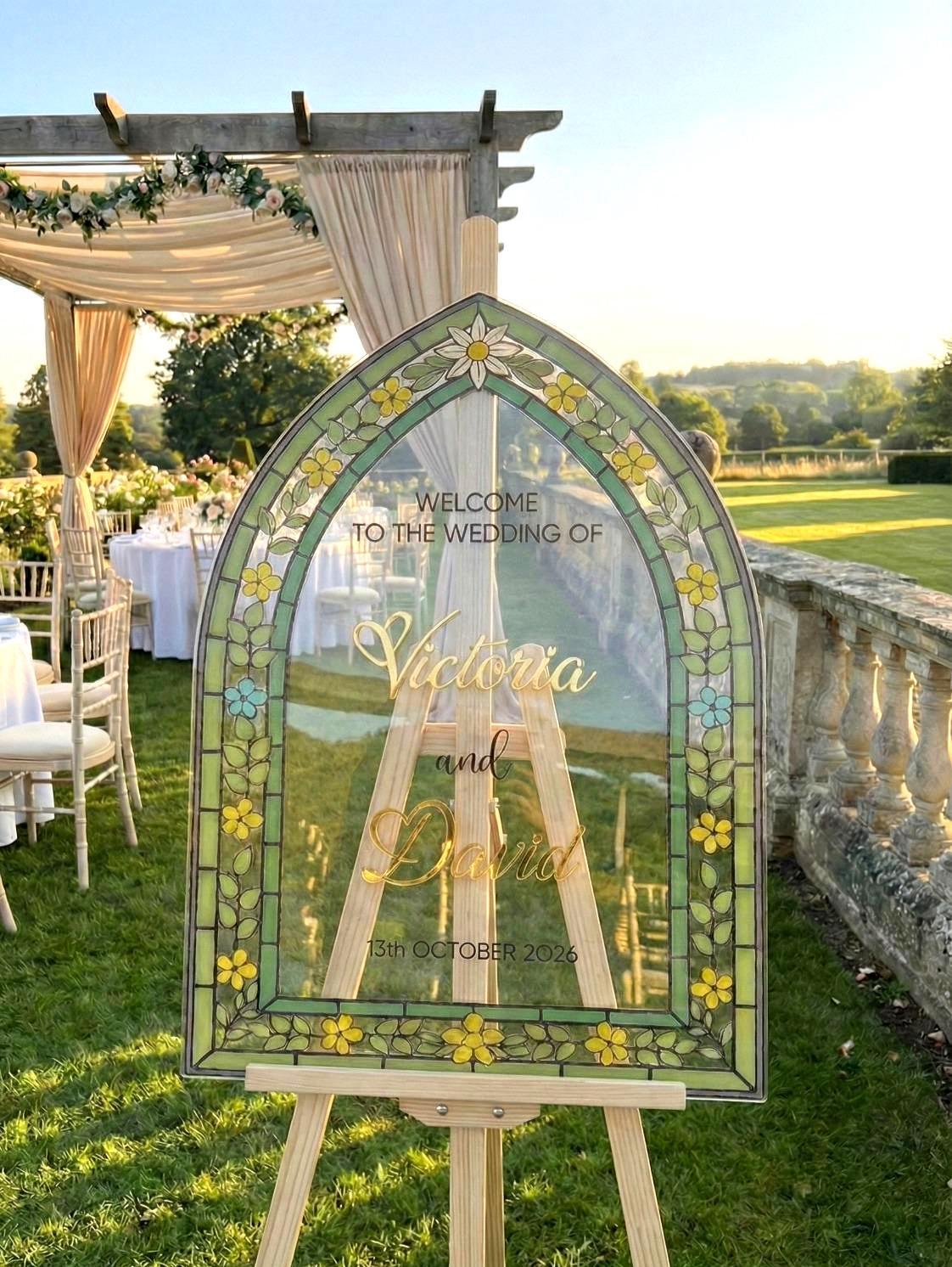 Stained Glass Welcome Sign, Acrylic Wedding Signage: Reception Decor