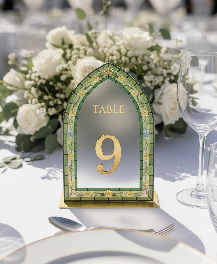 Acrylic Wedding Table Numbers, Stained Glass Style, Engagement Decorations