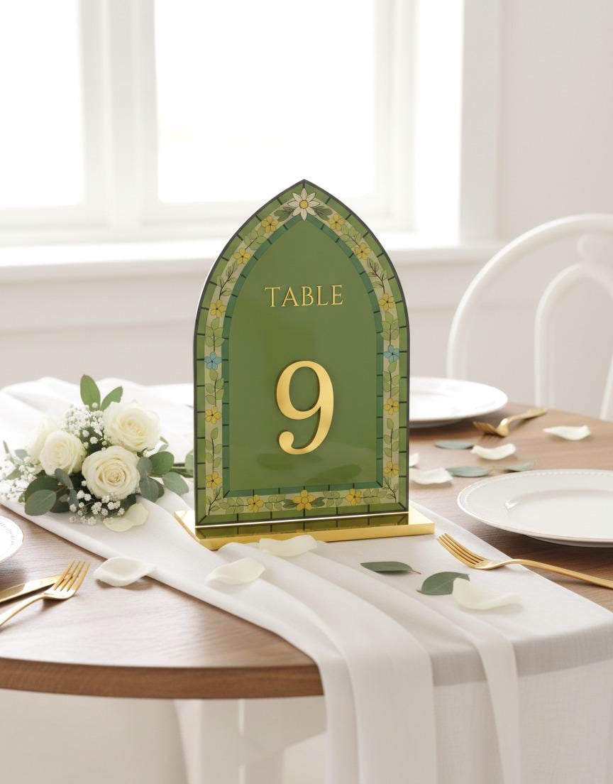Acrylic Wedding Table Numbers, Stained Glass Style, Engagement Decorations