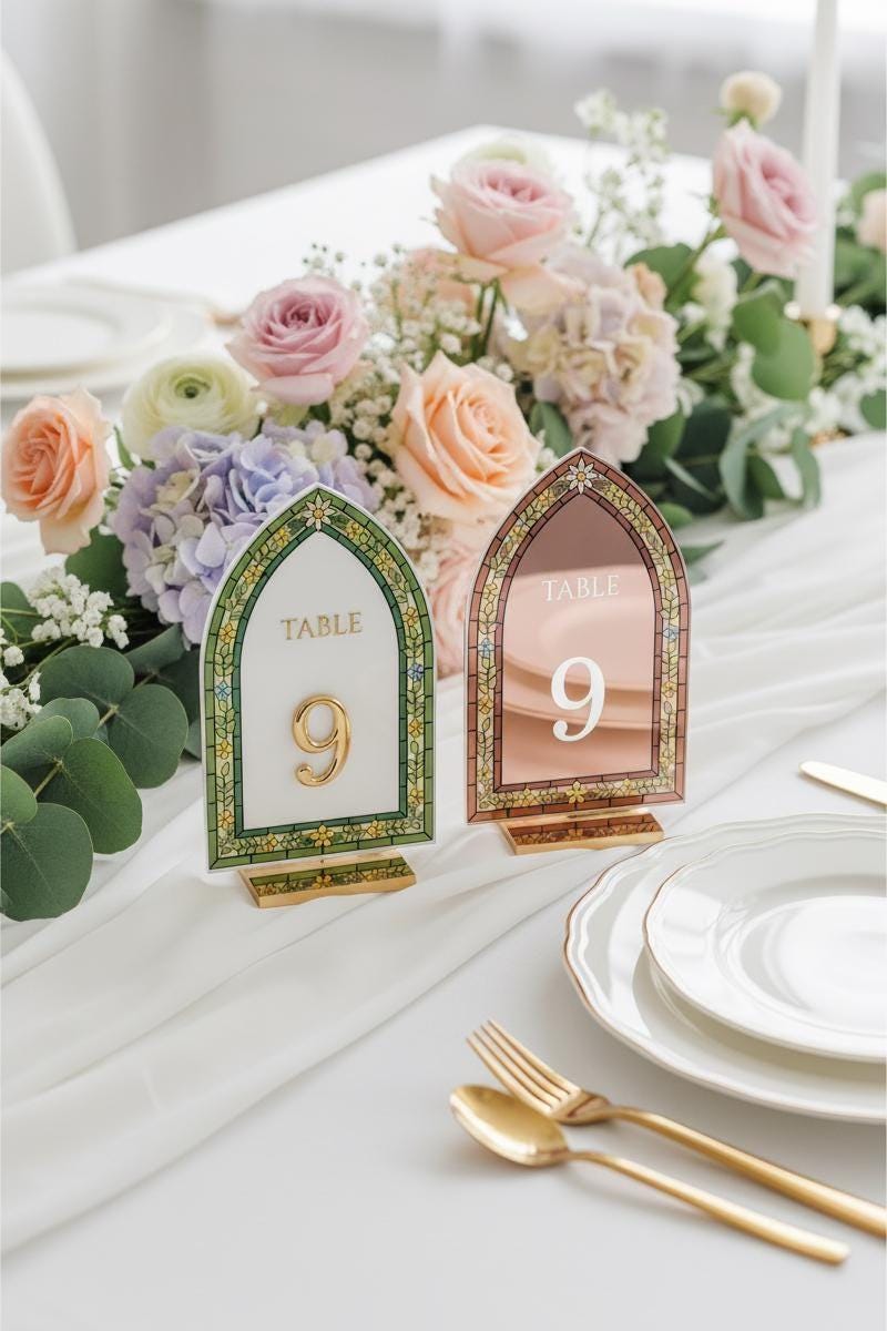 Acrylic Wedding Table Numbers, Stained Glass Style, Engagement Decorations