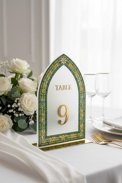 Wedding Table Numbers, Stained Glass Style with 3D Letters