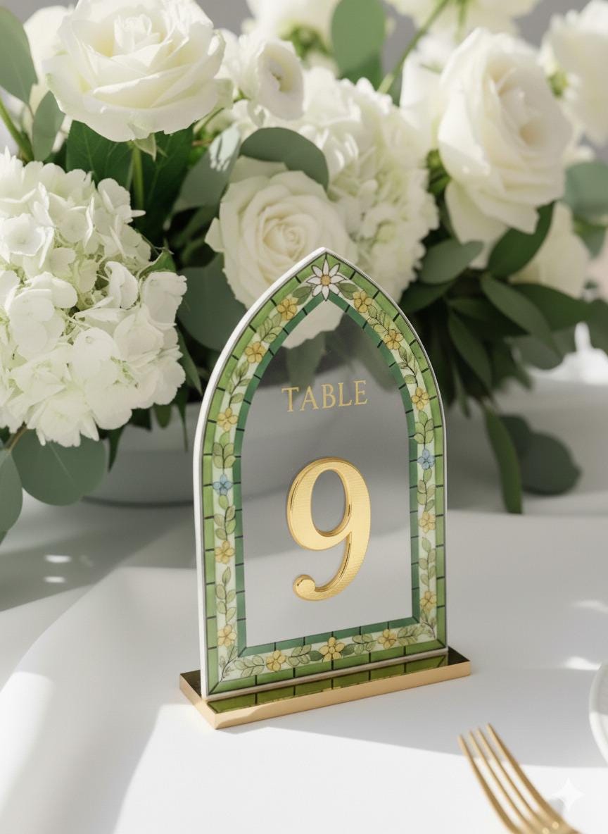 Wedding Table Numbers, Stained Glass Style with 3D Letters