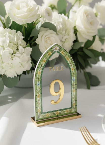 Wedding Table Numbers, Stained Glass Style with 3D Letters