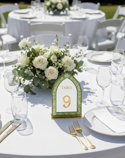 3D Stained Glass Wedding Table Numbers: Elegant Reception Decor