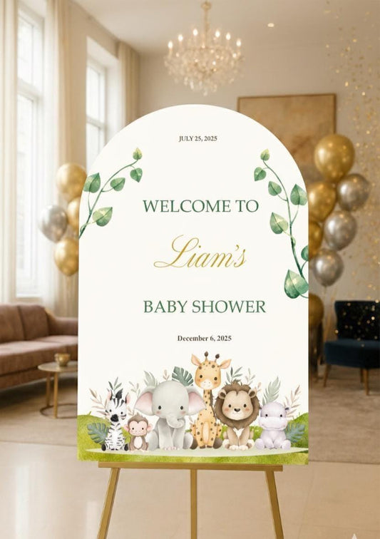 Acrylic Baby Shower Welcome Sign, A Little Wild One, Elegant Personalized Party Decor