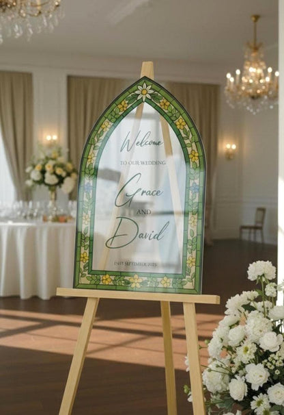 Stained Glass Welcome Sign, Acrylic Wedding Signage, Custom Engagement Decorations