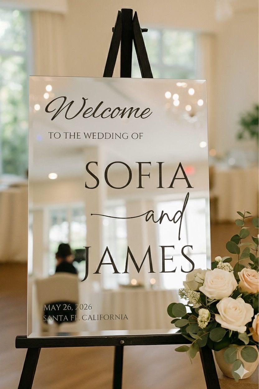 Acrylic Mirror Wedding Sign, Engagement Party Welcome Sign