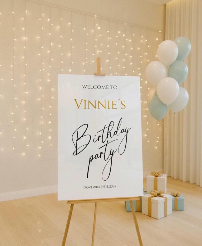 Acrylic Happy Birthday Welcome Sign: Elegant Party Decor