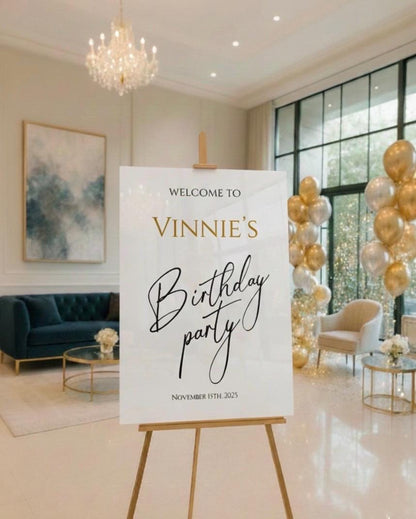 Acrylic Happy Birthday Welcome Sign: Elegant Party Decor