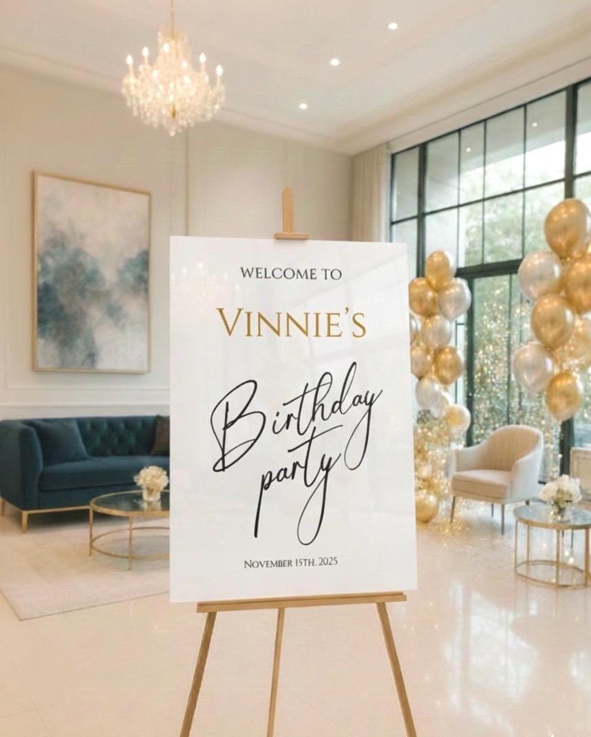 Acrylic Happy Birthday Welcome Sign, Party Decor Kits