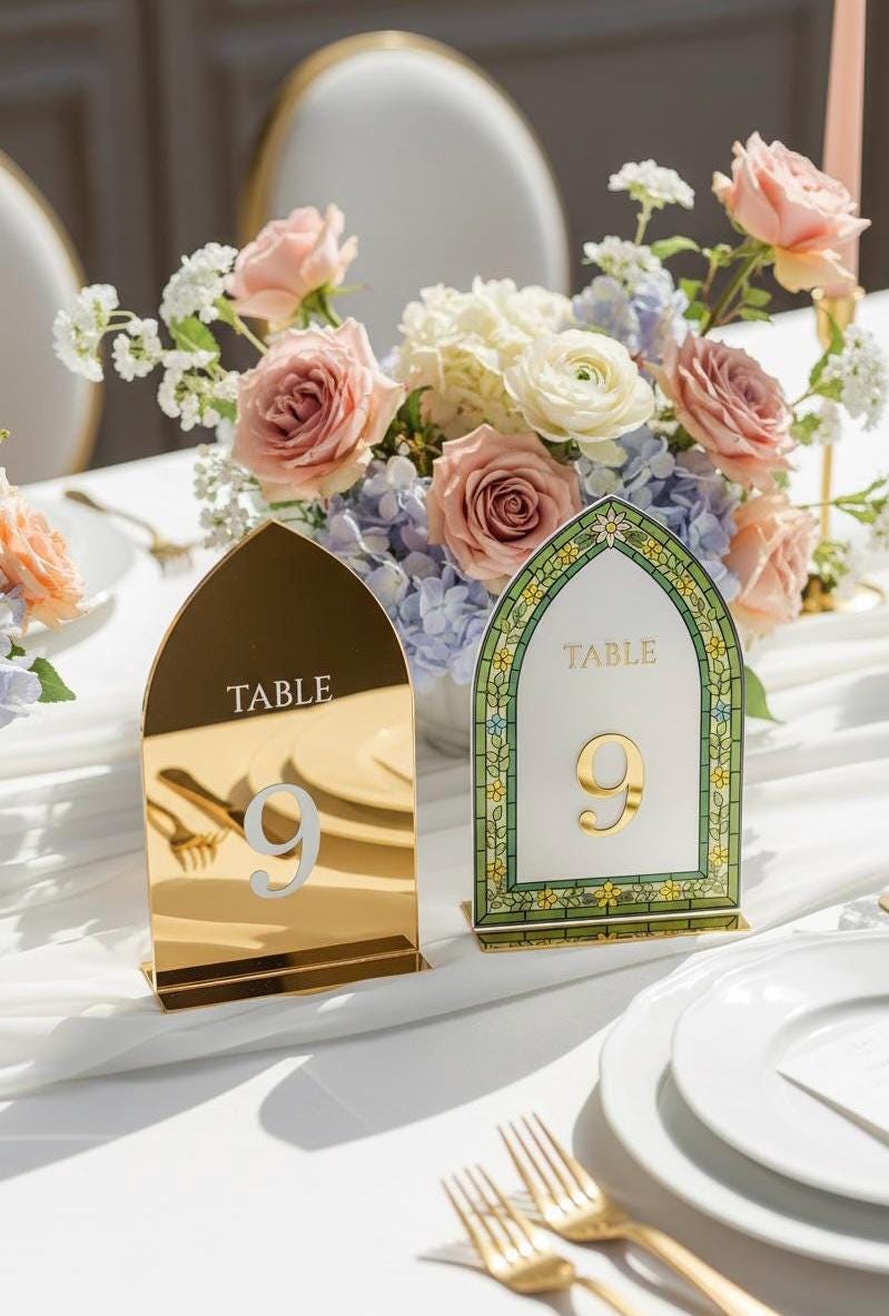3D Gold Wedding Table Numbers, Acrylic Table Decor