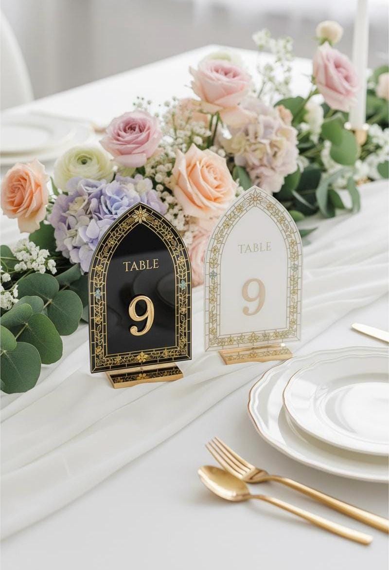 3D Gold Wedding Table Numbers, Acrylic Table Decor