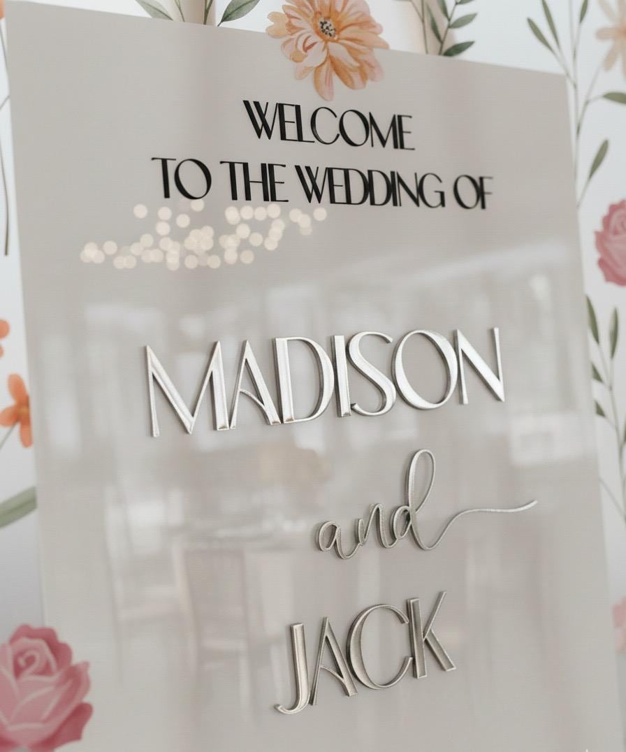 Floral Wedding Sign with 3D Letters