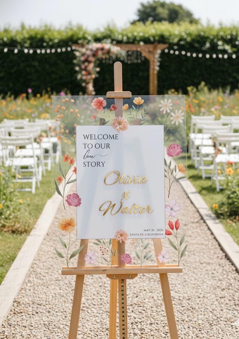 Floral Wedding Sign with 3D Letters