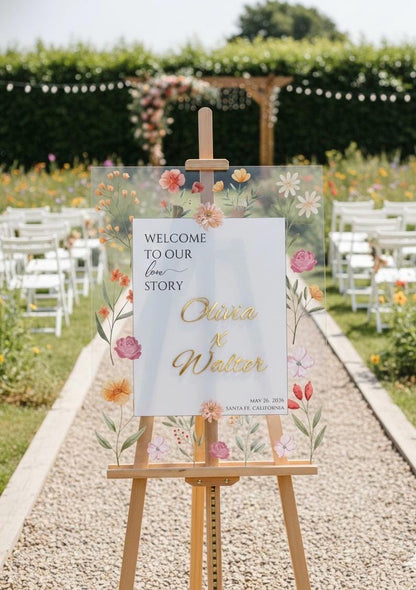 Floral Welcome to Our Wedding Sign: 3D Letters