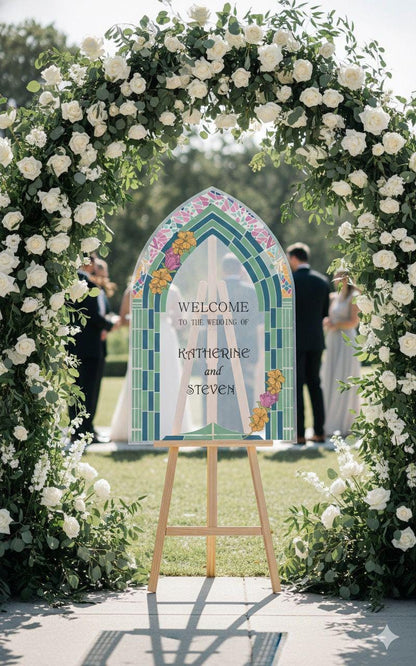 Stained Glass Wedding Sign, Acrylic Welcome Sign, Reception Decor