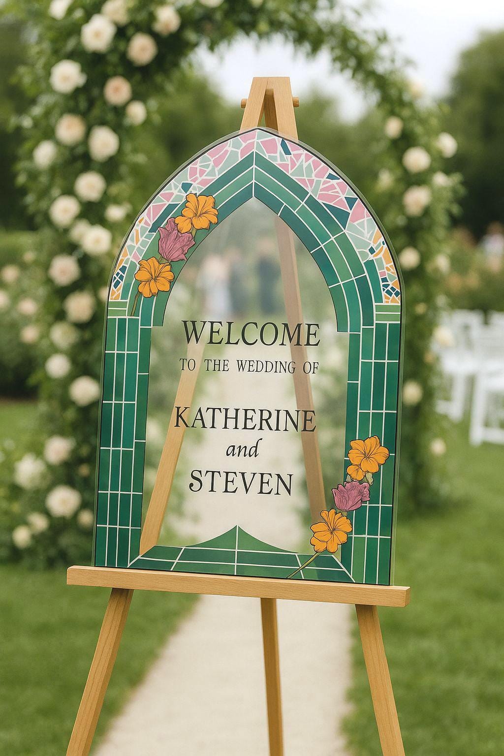 Stained Glass Wedding Sign, Acrylic Welcome Sign, Reception Decor