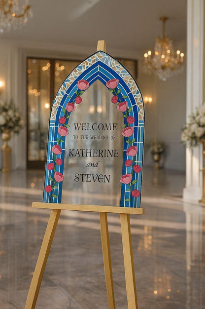 Acrylic Stained Glass Wedding Sign, Custom Engagement Welcome Board