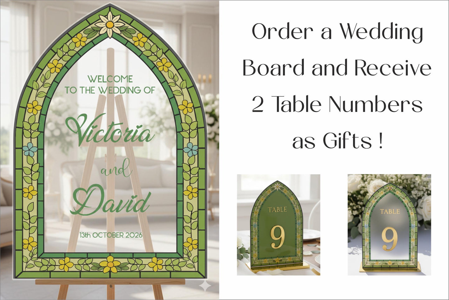 Stained Glass Wedding Welcome Sign, Custom Engagement Decorations