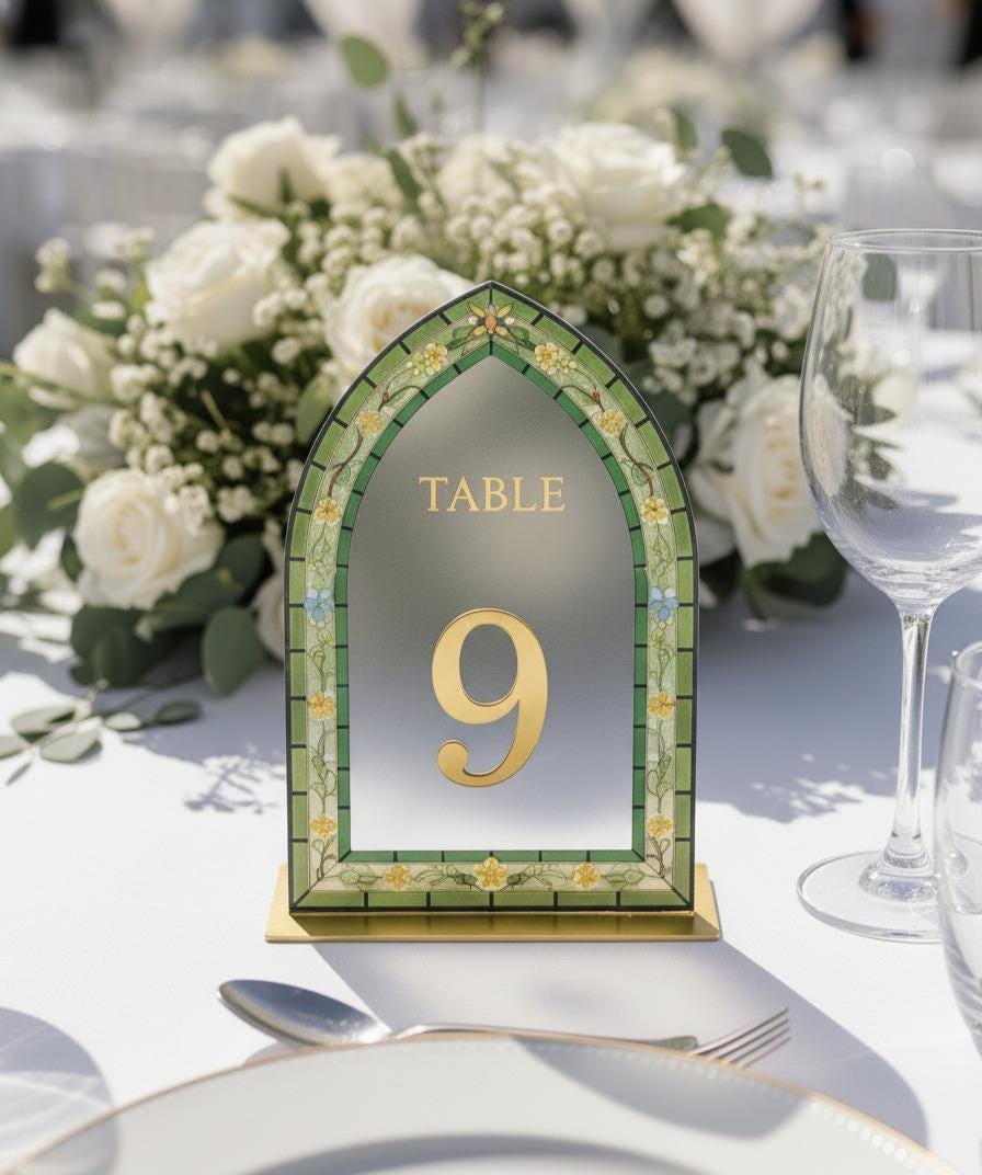 Arcylic Wedding Table Numbers, Stained Glass Style: Elegant Engagement Decor