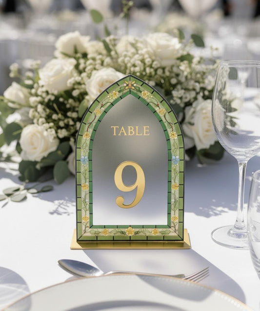 Arcylic Wedding Table Numbers, Stained Glass Style: Elegant Engagement Decor