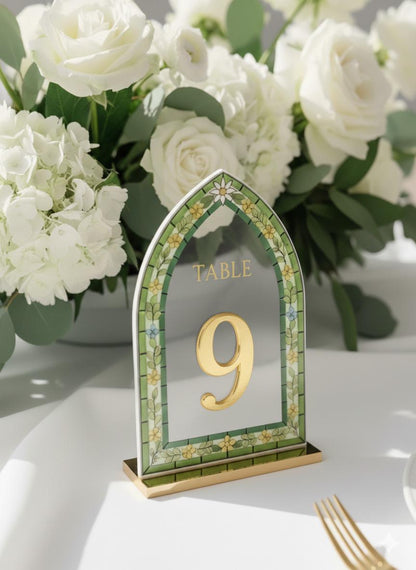 Stained Glass Wedding Table Numbers, Engagement Party Decorations