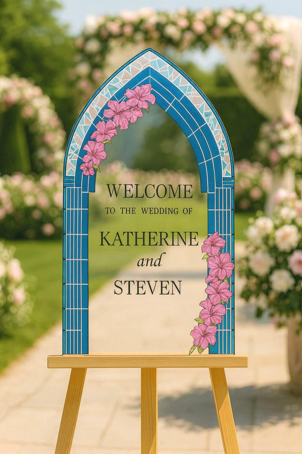 Floral Wedding Sign, Acrylic Welcome Board, Custom Signage
