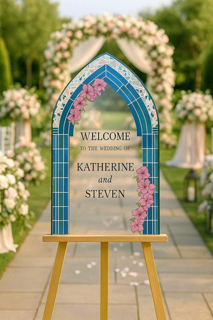 Floral Wedding Sign, Acrylic Welcome Board, Custom Signage