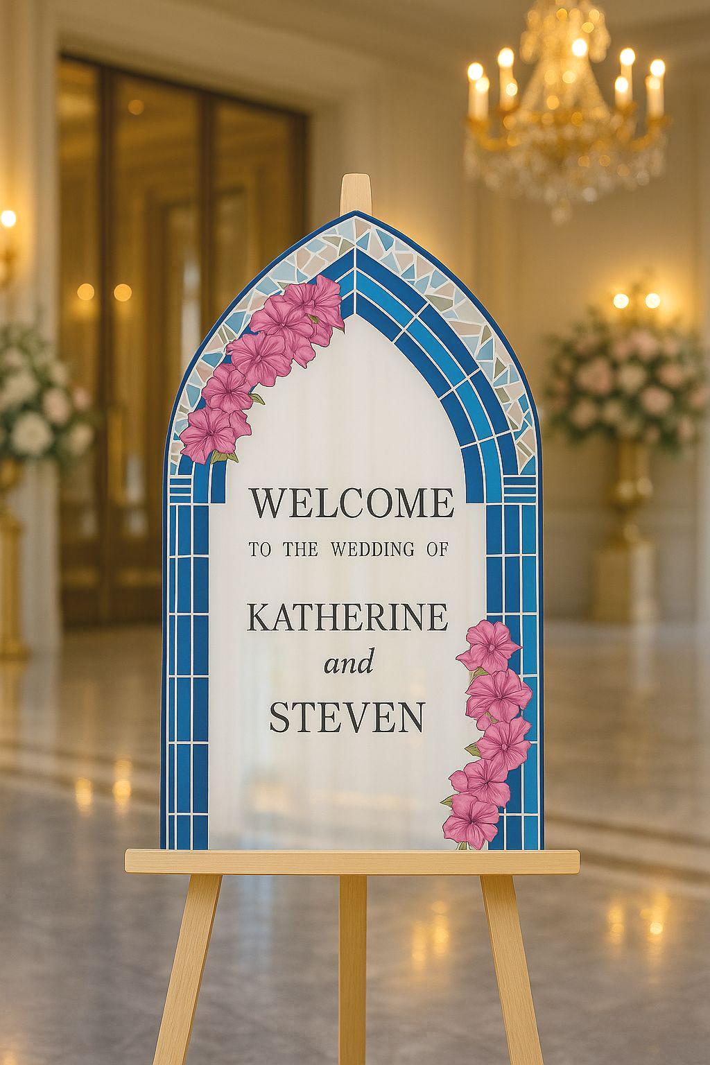 Stained Glass Wedding Sign, Acrylic Welcome Board, Reception Decor