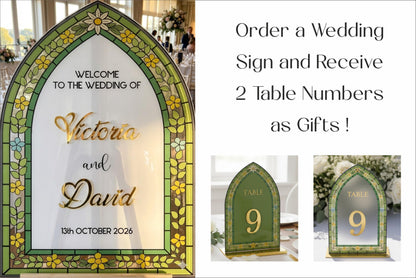 Stained Glass Wedding Sign, Acrylic Engagement Decorations