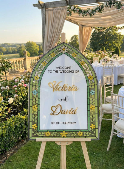 Stained Glass Wedding Sign, Acrylic Engagement Welcome Board