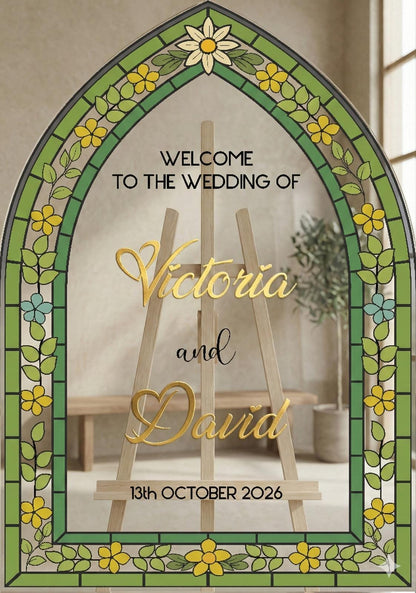 Stained Glass Wedding Sign, Acrylic Engagement Decorations
