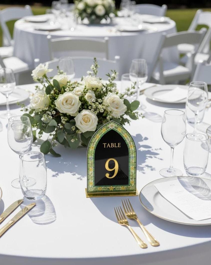 Stained Glass Table Numbers for Wedding Reception Table Decor