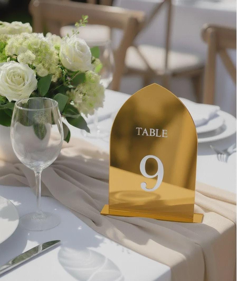 Stained Glass Table Numbers for Wedding Reception Table Decor