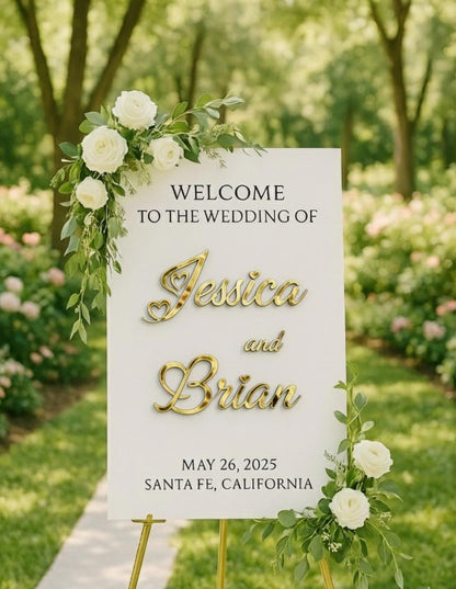 Acrylic Welcome Sign, Wedding Reception Decor