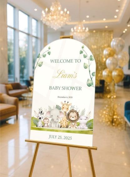 Custom Baby Shower Welcome Sign, A Little Wild One, Acrylic Party Decorations