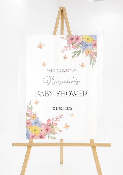 Wildflower Baby Shower Welcome Sign, Floral Party Decor