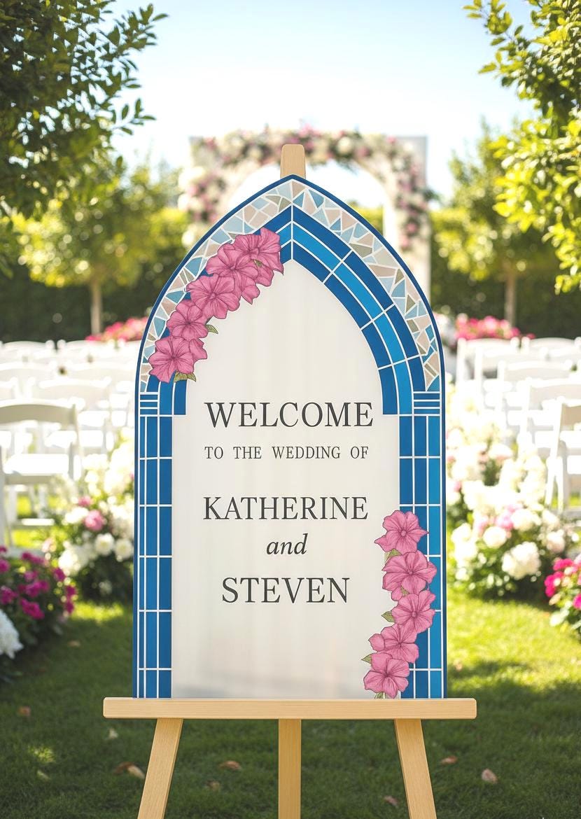 Floral Wedding Sign, Acrylic Welcome Board, Custom Signage
