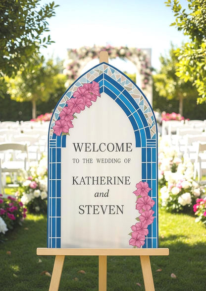 Floral Wedding Sign, Acrylic Welcome Board, Custom Signage