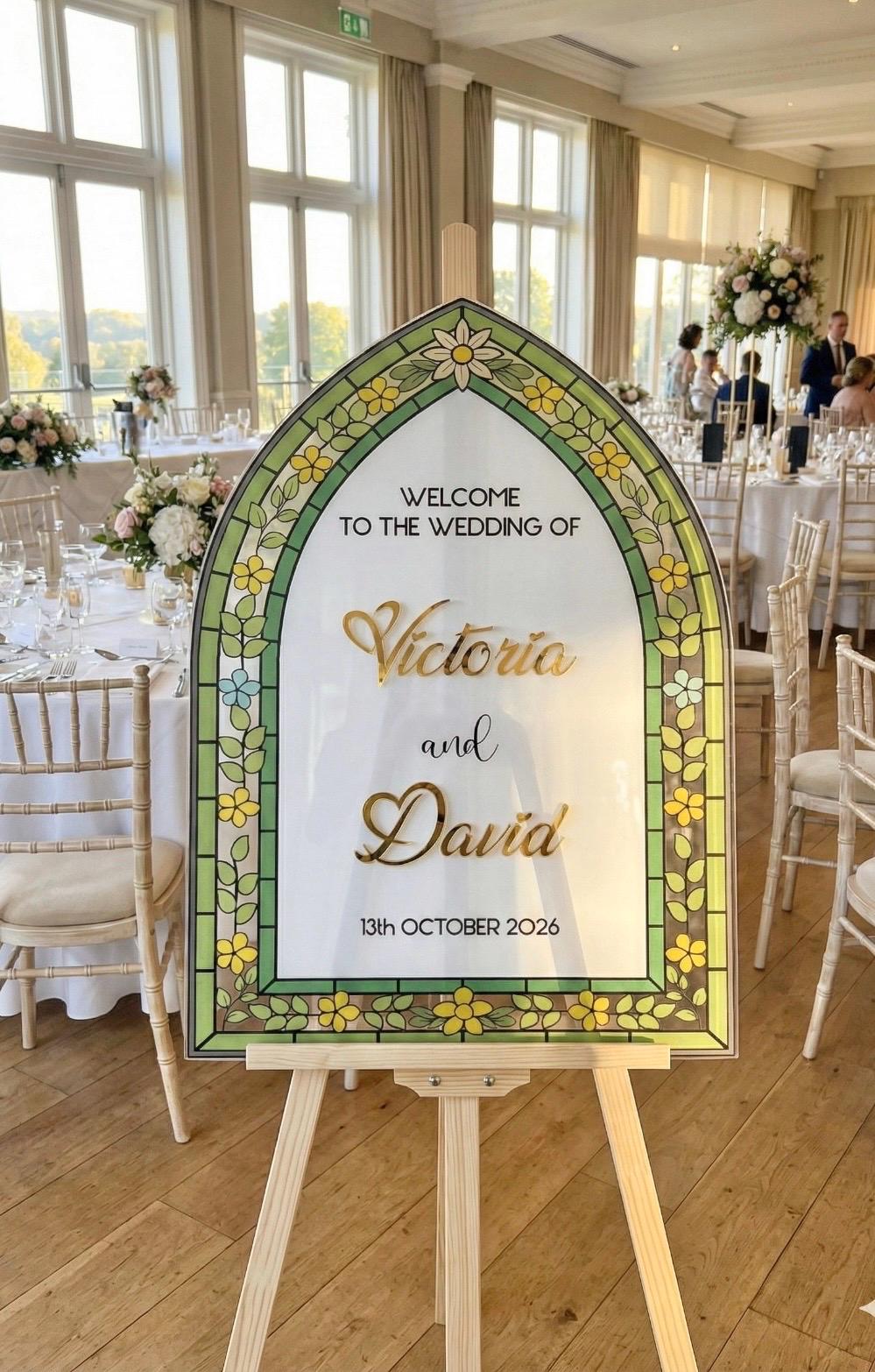 Stained Glass Wedding Sign, Acrylic Engagement Decorations